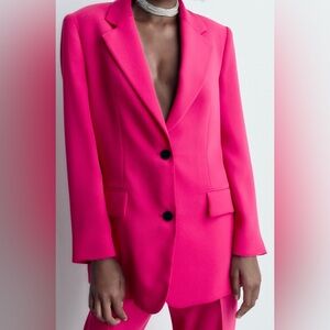 Zara Bloggers Favorite Fuchsia Hot Pink Blazer Size Small